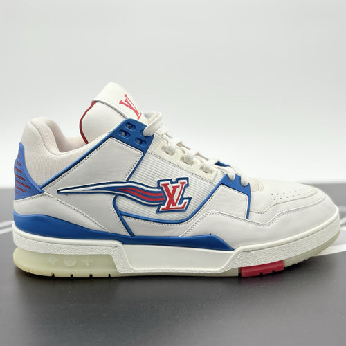 Size 10 LV (US 11-11.5) Louis Vuitton Mid Trainer ' White Red Blue ' | GOOD!