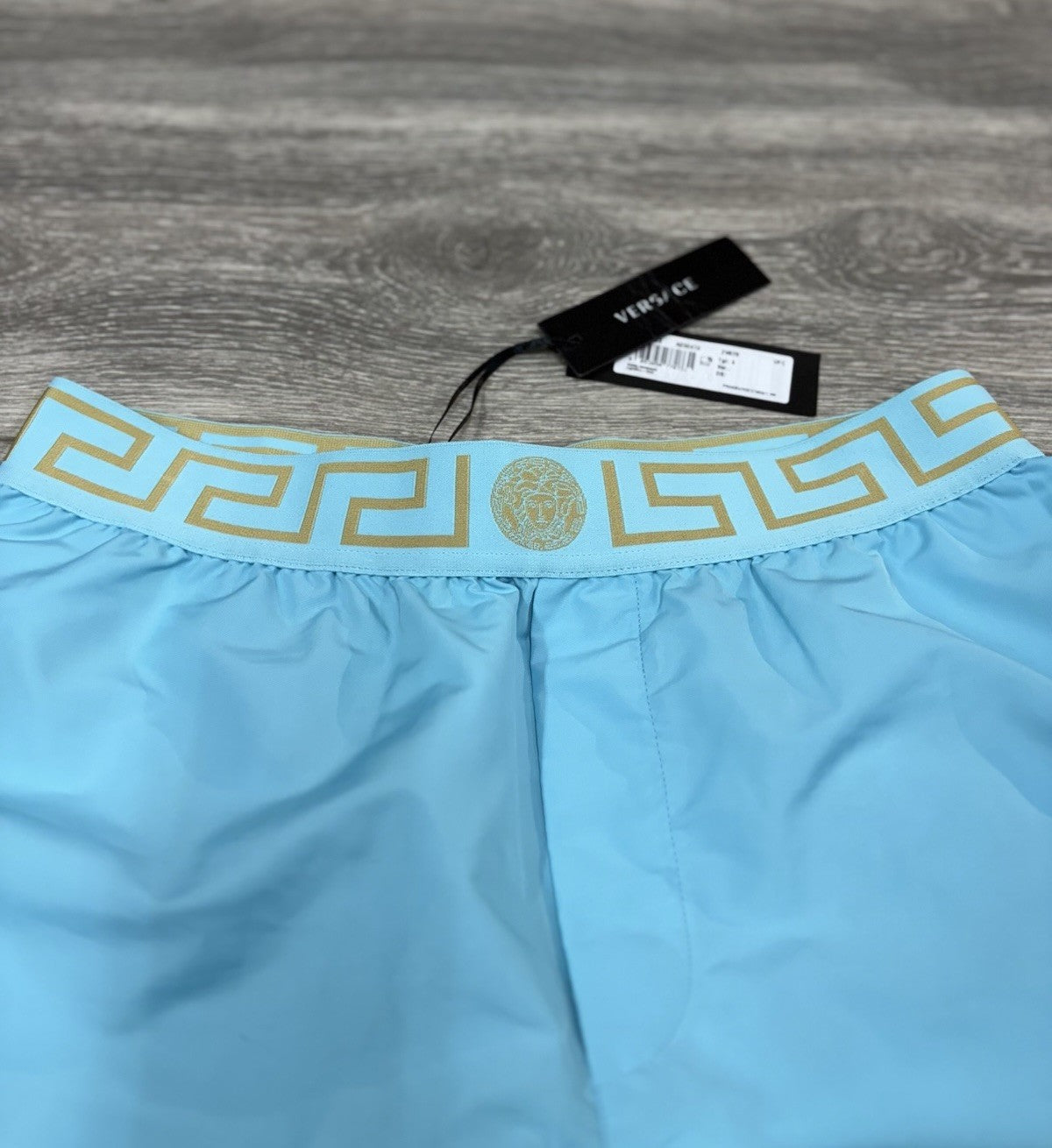 Size 5 - Versace Greca Border Swim Shorts' Blue ' | NEW!