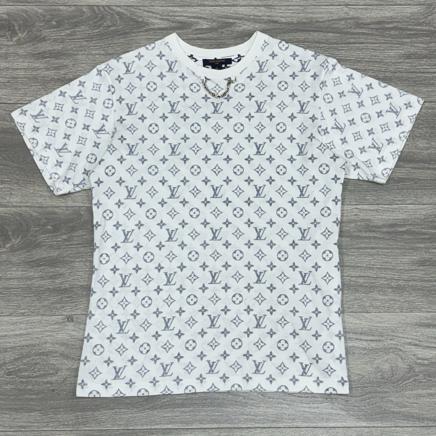Monogram Printed With Chain White Blue