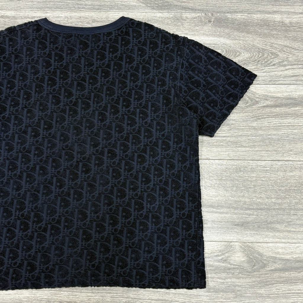 Size S - Dior Oblique Relaxed Fit Terry Cotton Jacquard T-Shirt ' Navy ' | CLEAN