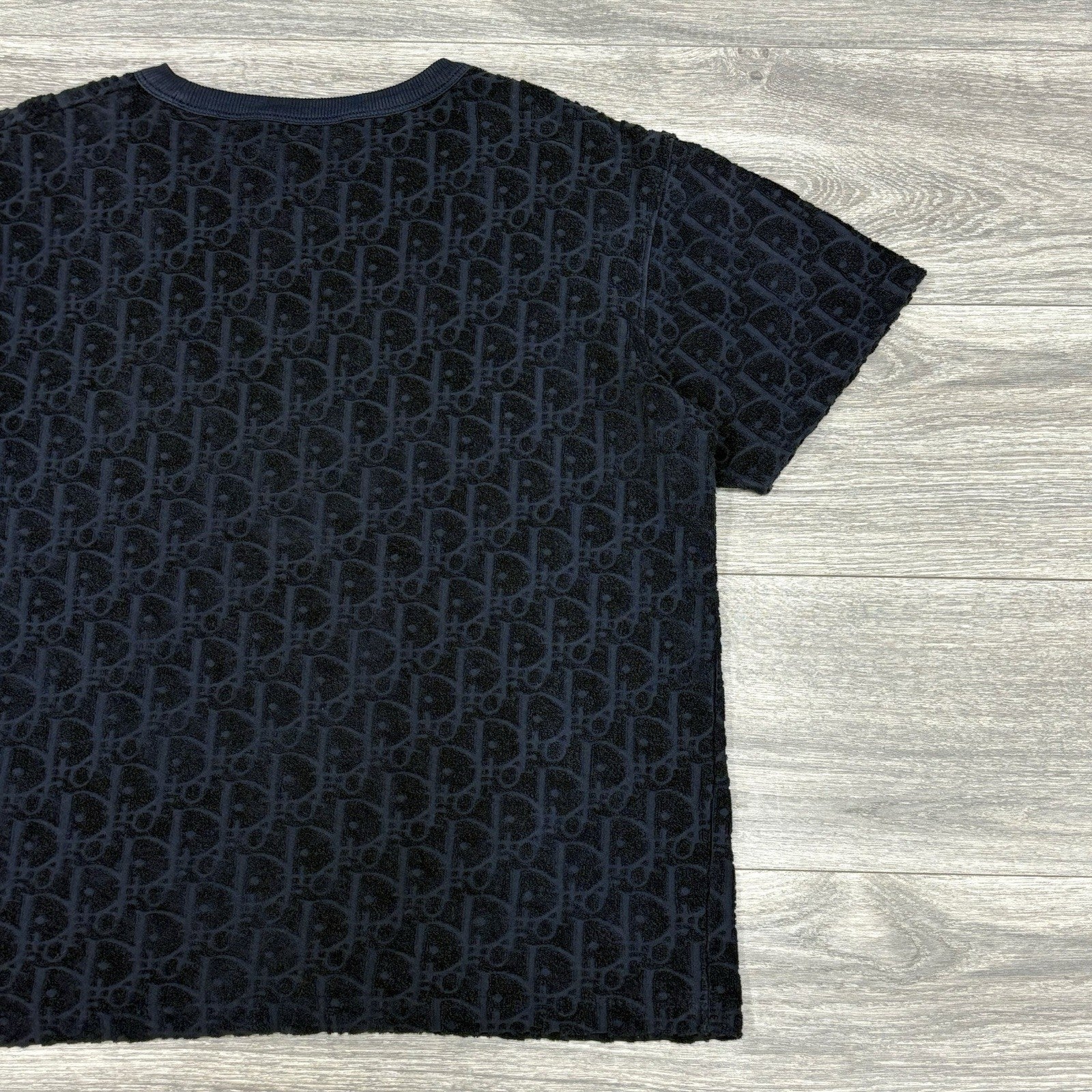 Size S - Dior Oblique Relaxed Fit Terry Cotton Jacquard T-Shirt ' Navy ' | CLEAN