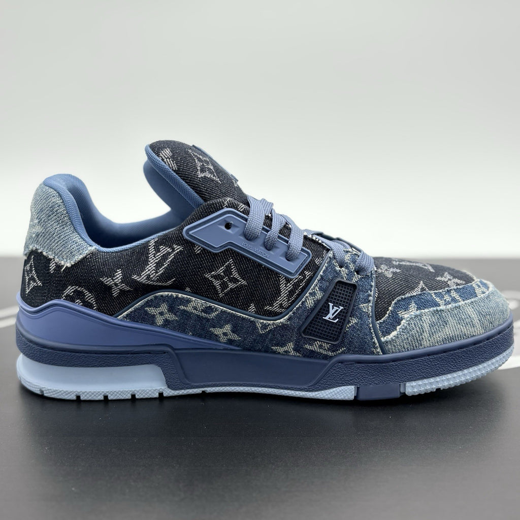 Size 8.5 LV (9.5-10 US) Louis Vuitton Trainer ' Monogram Blue Denim ' | CLEAN!