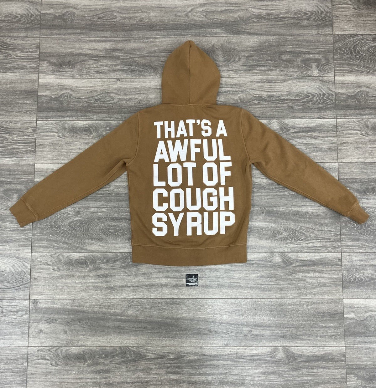 Size L - Thats A Awful Lot Of Cough Syrup Zip Up Hoodie ' Brown ' | NEW!