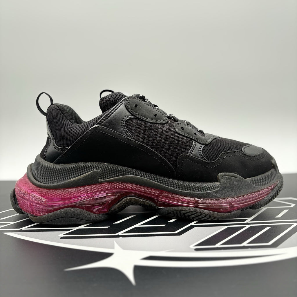 Size 44 - Balenciaga Triple S Clear Sole ' Black Neon Pink ' | GOOD CONDITION!