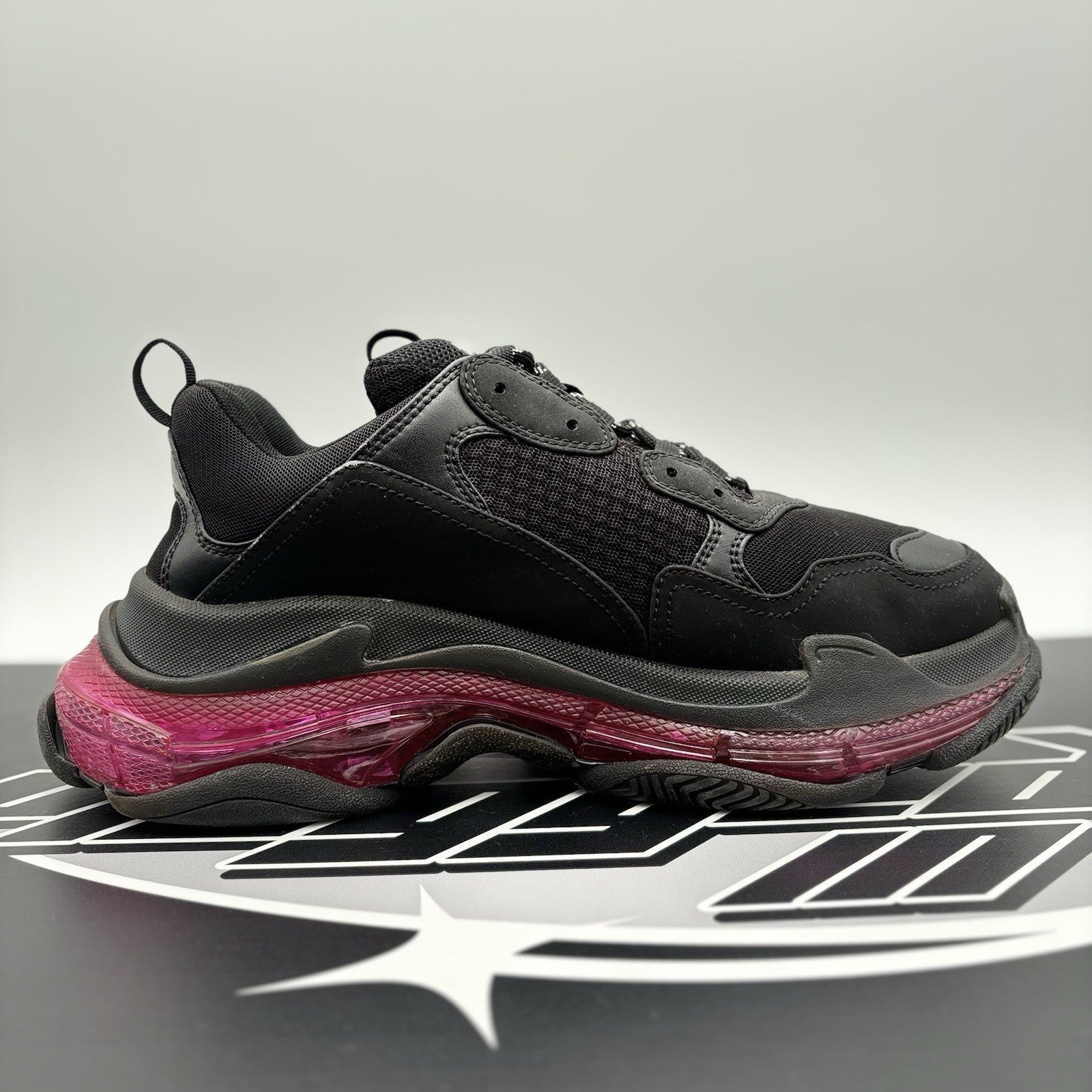 Size 44 - Balenciaga Triple S Clear Sole ' Black Neon Pink ' | GOOD CONDITION!