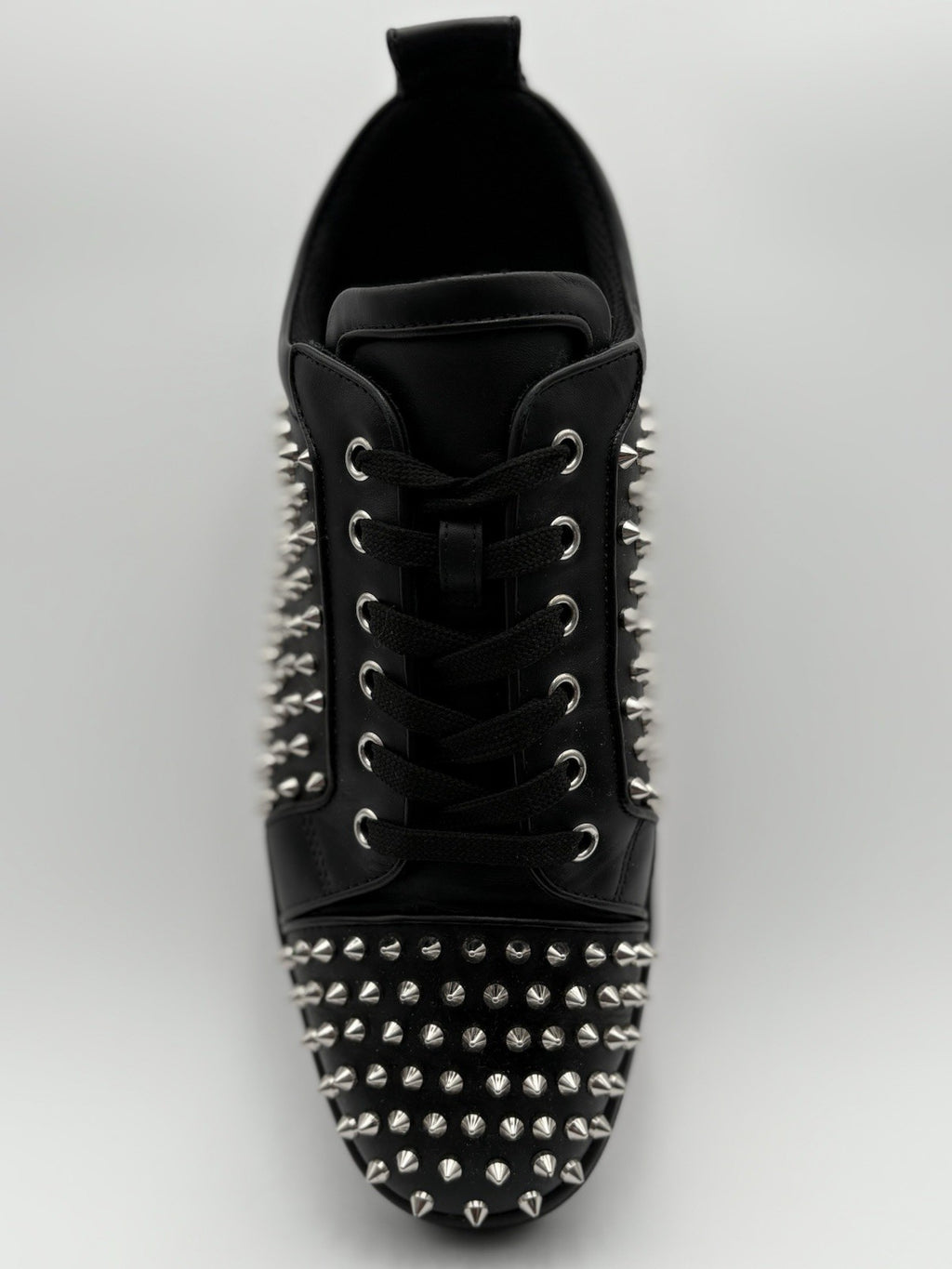 Size 43 (10 US) Christian Louboutin Low Silver Spikes ' Black ' | SUPER CLEAN!