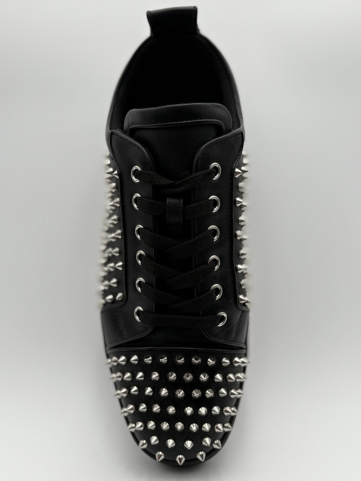 Size 43 (10 US) Christian Louboutin Low Silver Spikes ' Black ' | SUPER CLEAN!