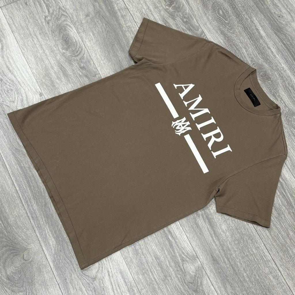 Size Small - Amiri Bar Logo T-Shirt ' Brown White ' | SUPER CLEAN!