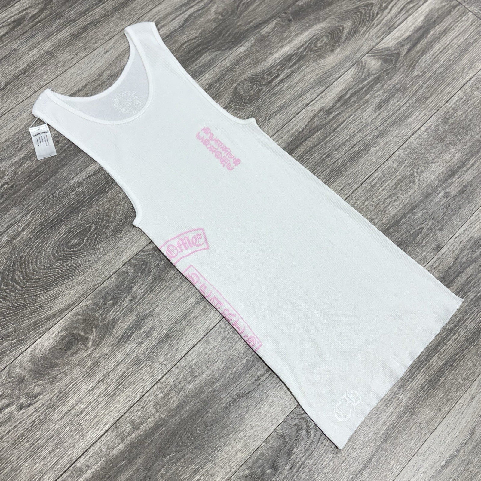 Size Large - Chrome Hearts T Bar Tank Top ' White Pink ' BRAND NEW!