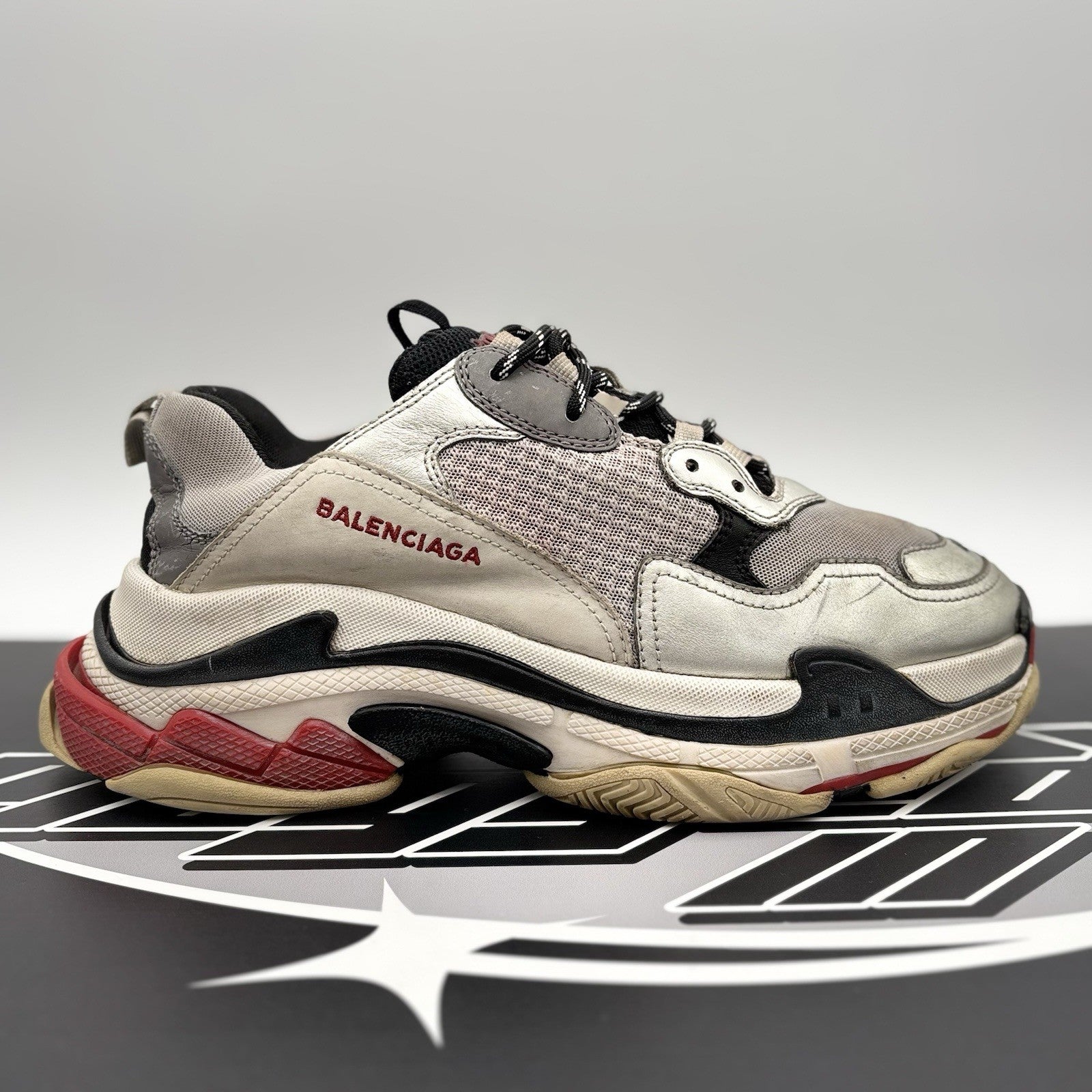 Size 43 (10 US) - Balenciaga Triple S ' Silver, Red, Black '