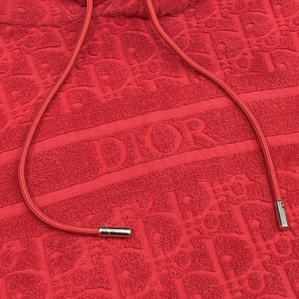 Size Medium - Dior Terry Cotton Towel Hoodie ' Red '