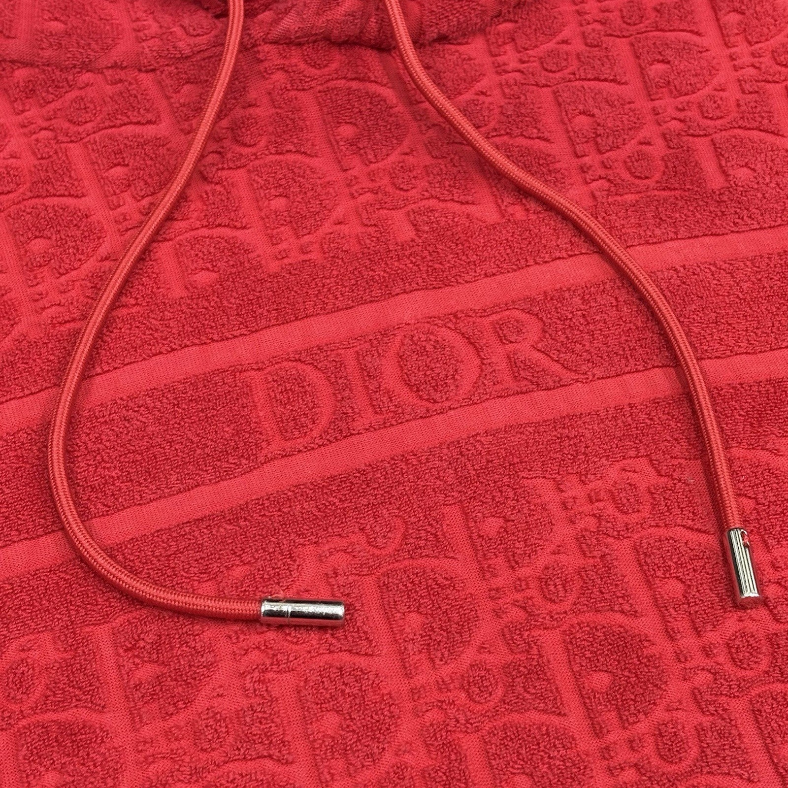 Size Medium - Dior Terry Cotton Towel Hoodie ' Red '