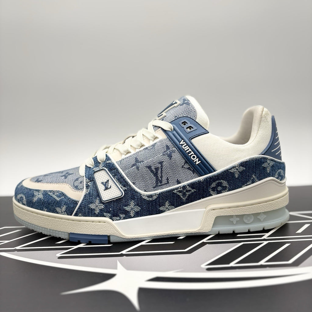 Size 11 LV (12-12.5 US) - Louis Vuitton Trainer Denim ' Navy ' | EXCELLENT!