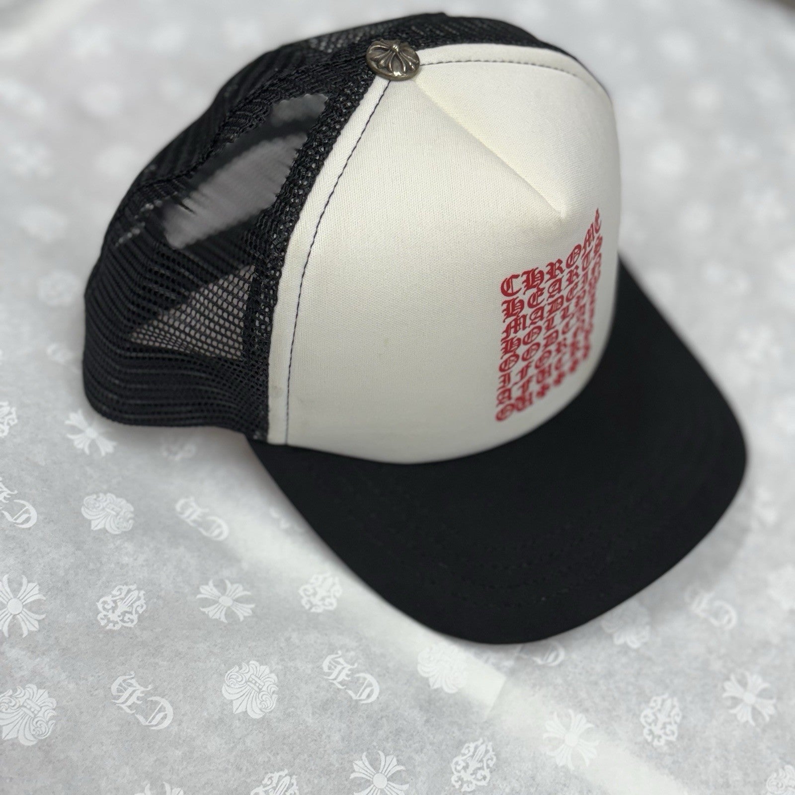 Chrome Hearts Eyechart Trucker Hat ' Black White Red ' | ONLY WORN 1-3x!