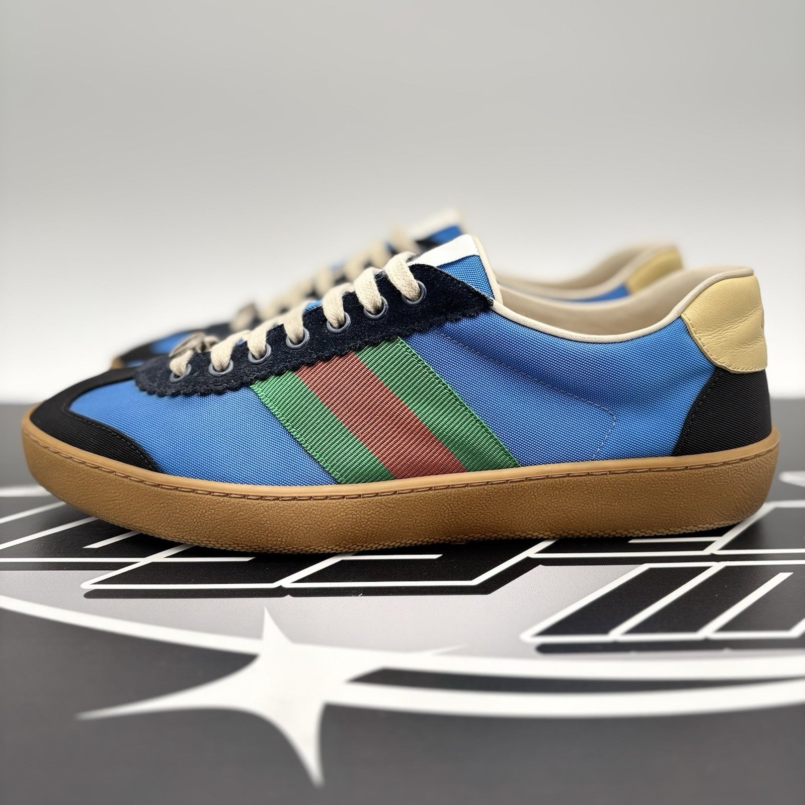 Size 8 G (8.5 US) - Gucci Web Accent Nylon ‘ Blue ‘  | GOOD CONDITION!