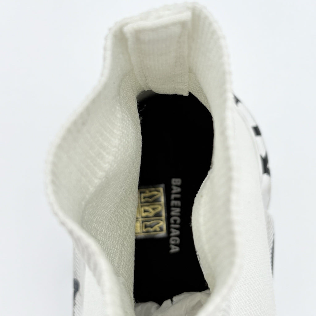 Size 46 (13 US) - Balenciaga Speed 2.0 Graffiti Recycled Knit ' White ' | NEW!