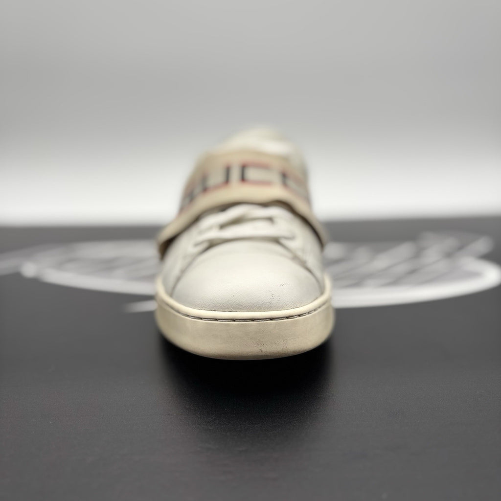 Size 9 G (9.5 US) - Gucci Ace Leather  With Strap ' White '