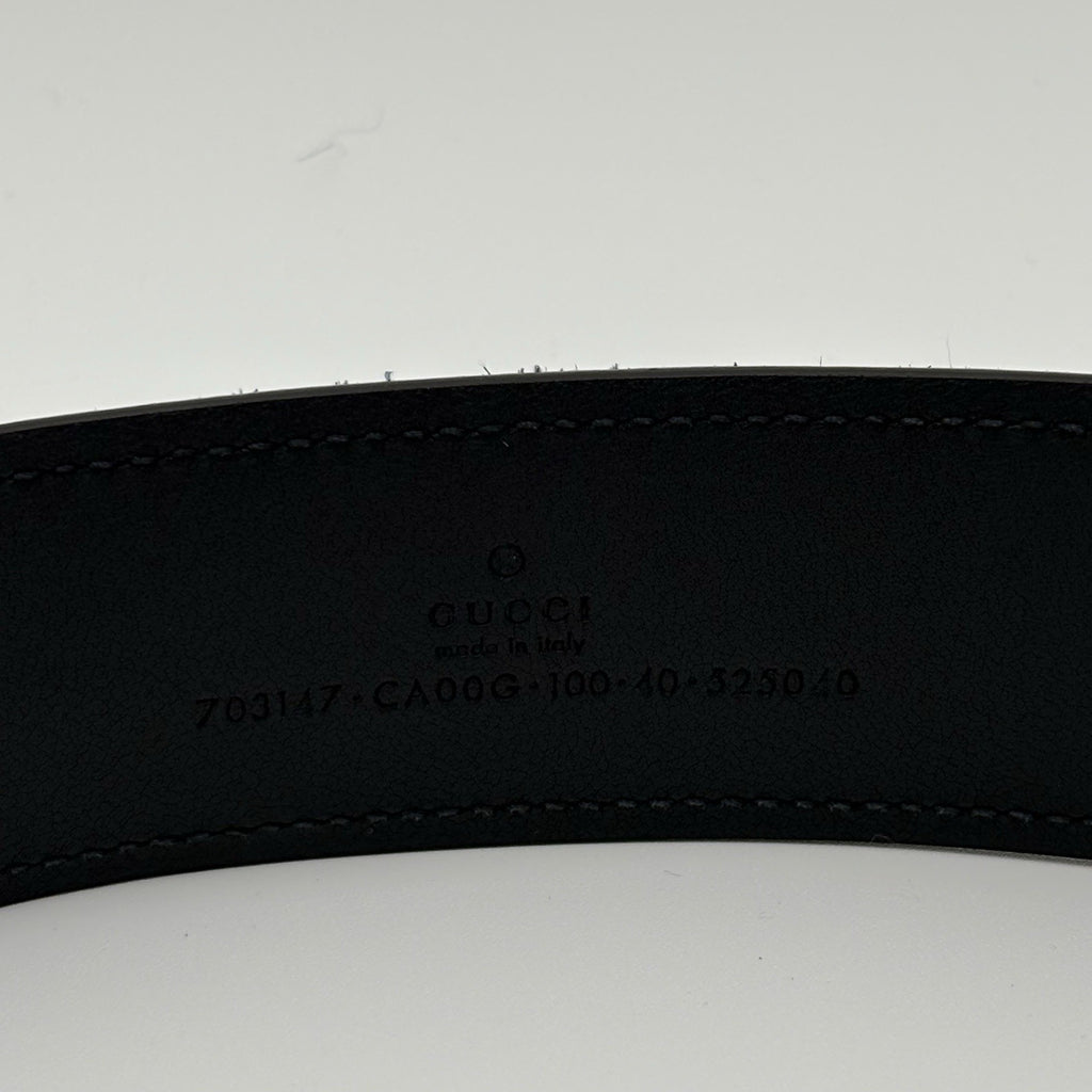 Gucci Belt GG Interlocking Buckle Suede & Leather Belt ' Blue '