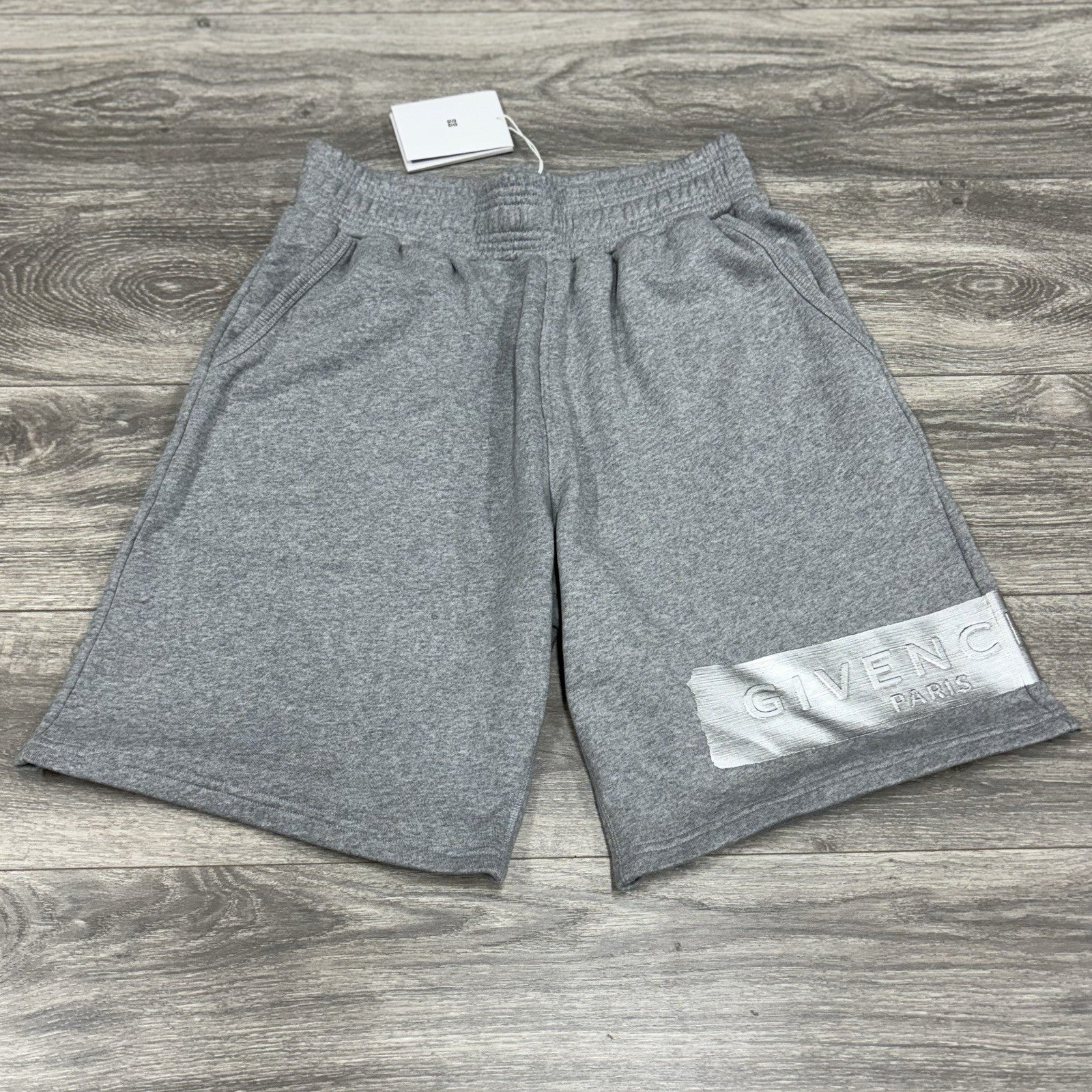 Size Medium - Givenchy Latex Band Shorts ' Light Grey Melange ' | NEW!
