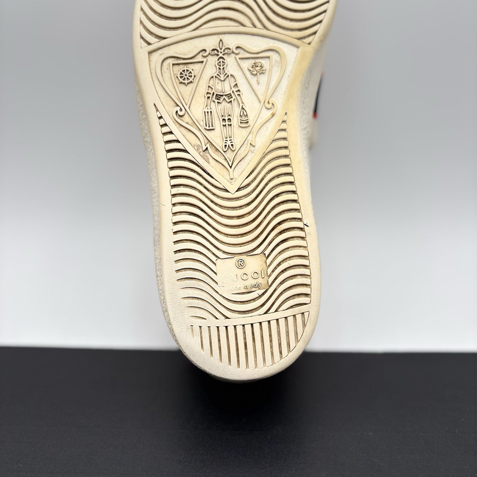 Size 9 G (9.5 US) - Gucci Ace Leather  With Strap ' White '