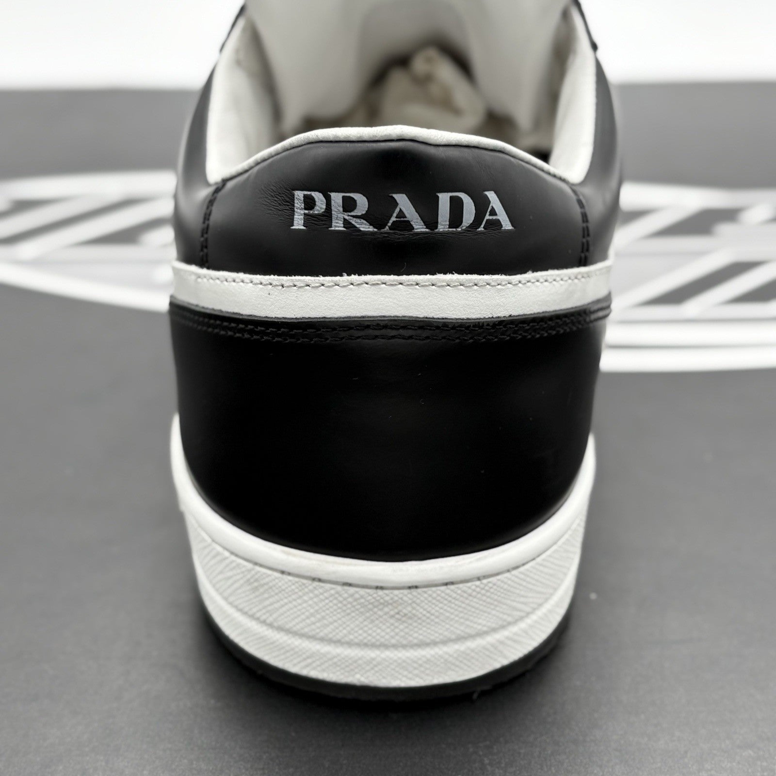 Size 11 UK (12 US) - Prada Downtown Low Leather ' Black White ' | SUPER CLEAN!