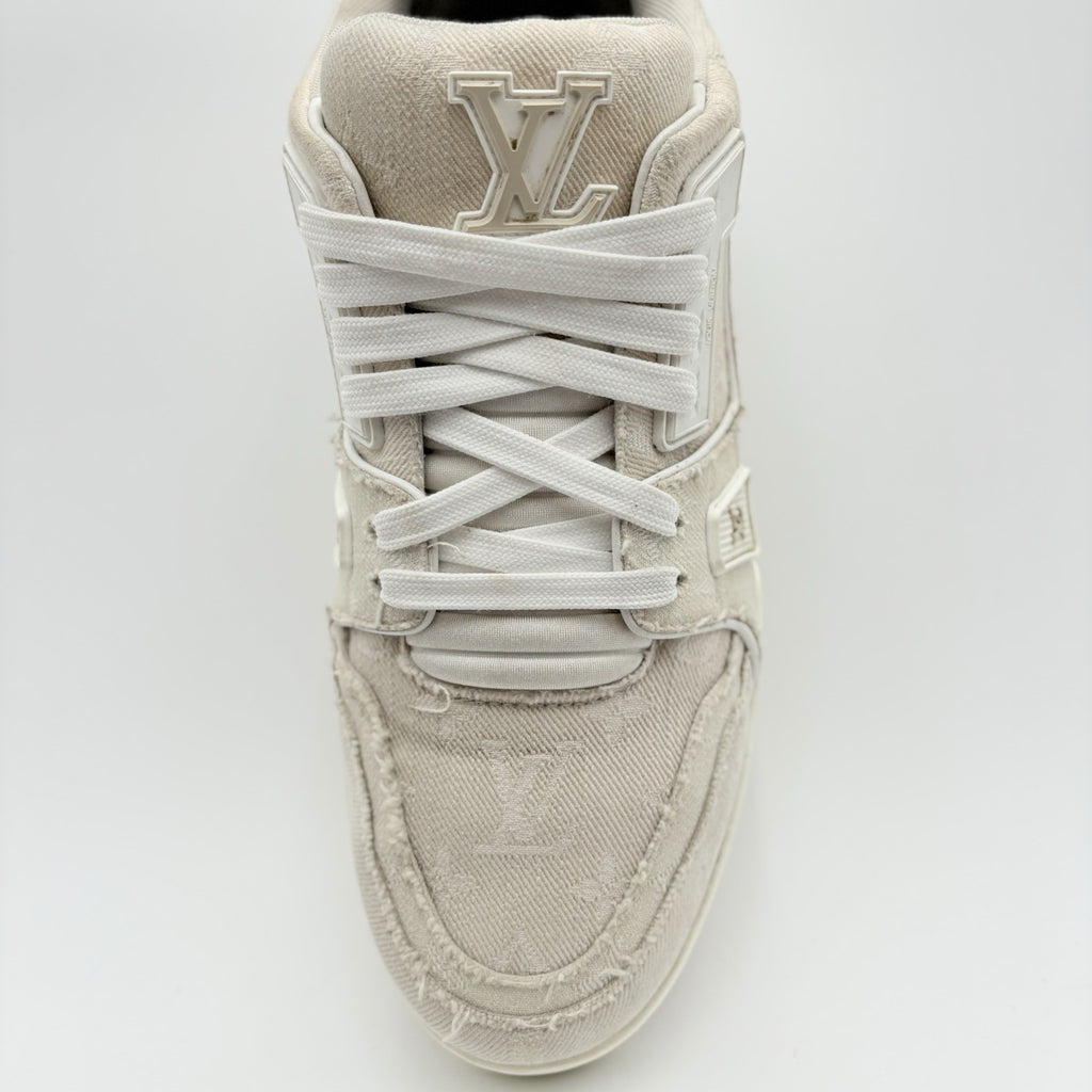 Size 9 LV (10-10.5 US) Louis Vuitton Trainer Denim ' Beige White ' | GOOD COND!
