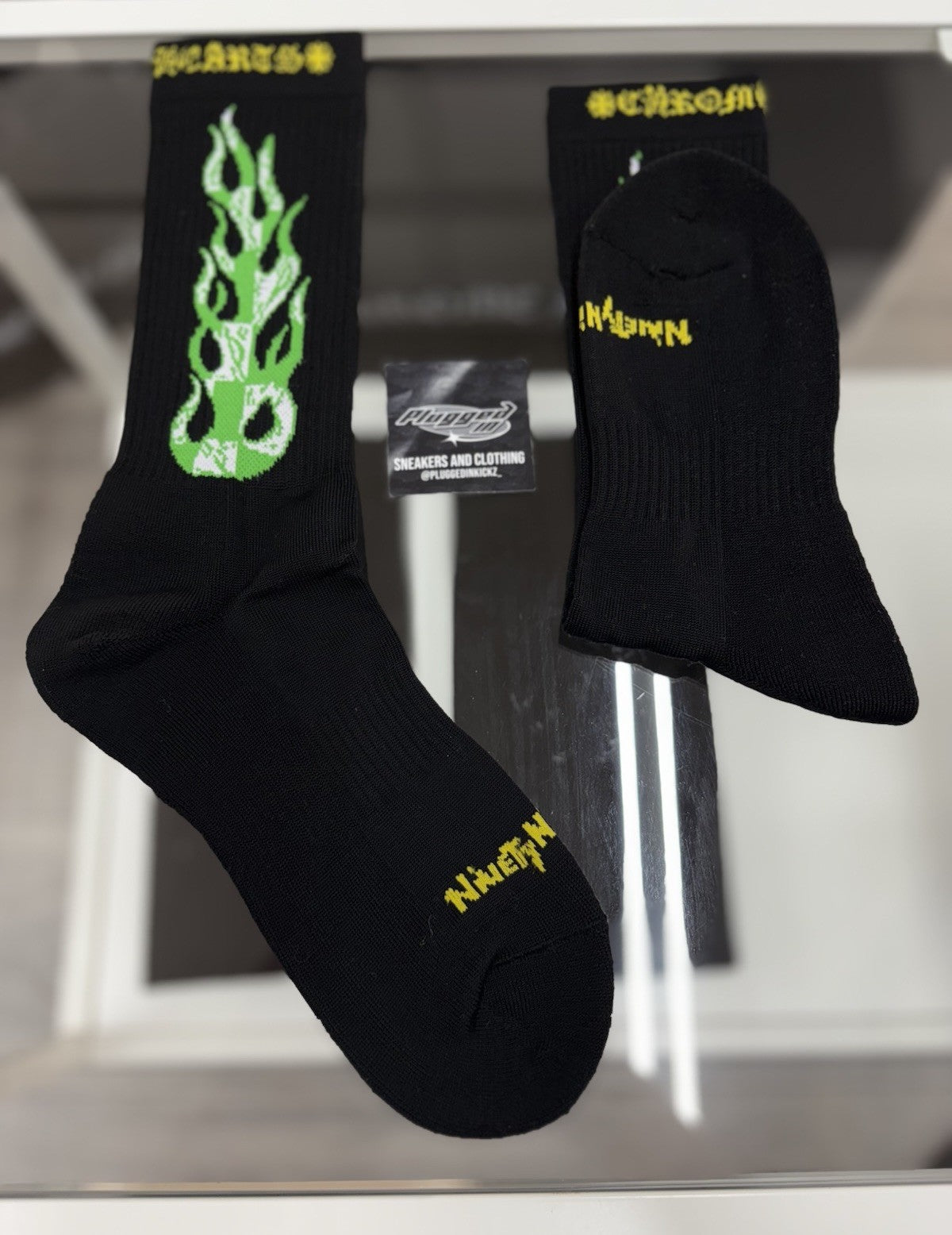 Size Small (4-6 US) - Chrome Hearts X Matty Boy Flame Socks ' Black ' | NEW!