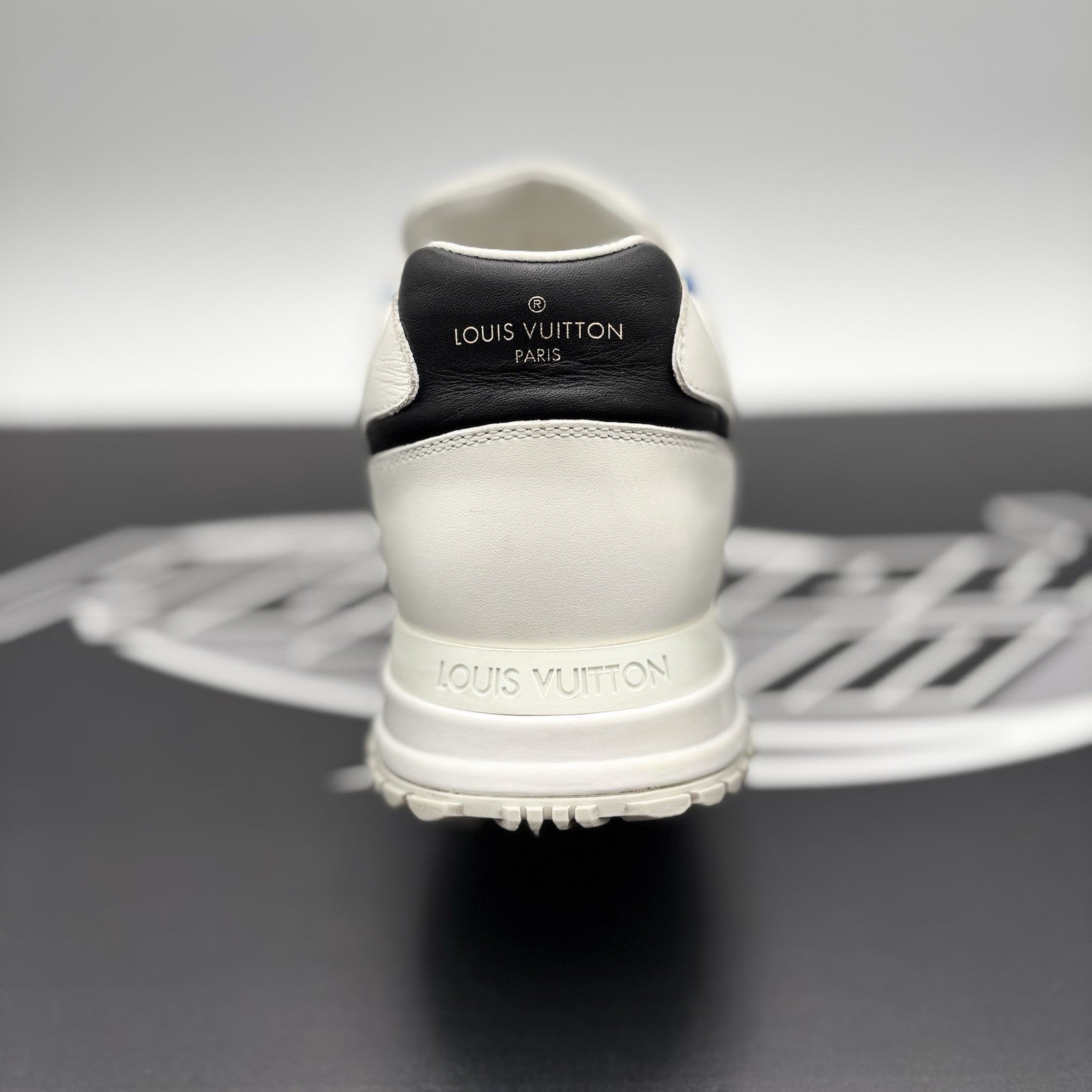 Size 9.5 LV (10-10.5 US) Louis Vuitton Run Away Sneaker ' White, Blue ' | GREAT!