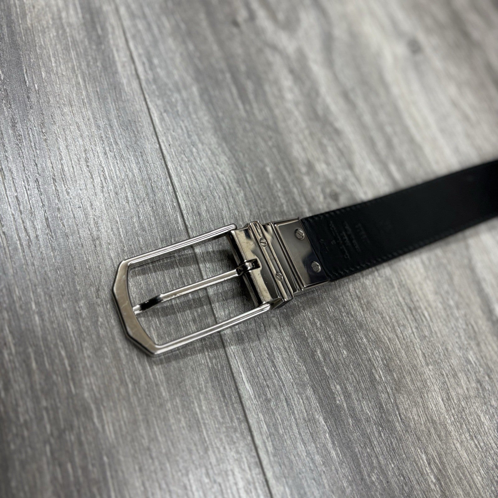 Louis Vuitton Leather Belt Silver Buckle ' Black '