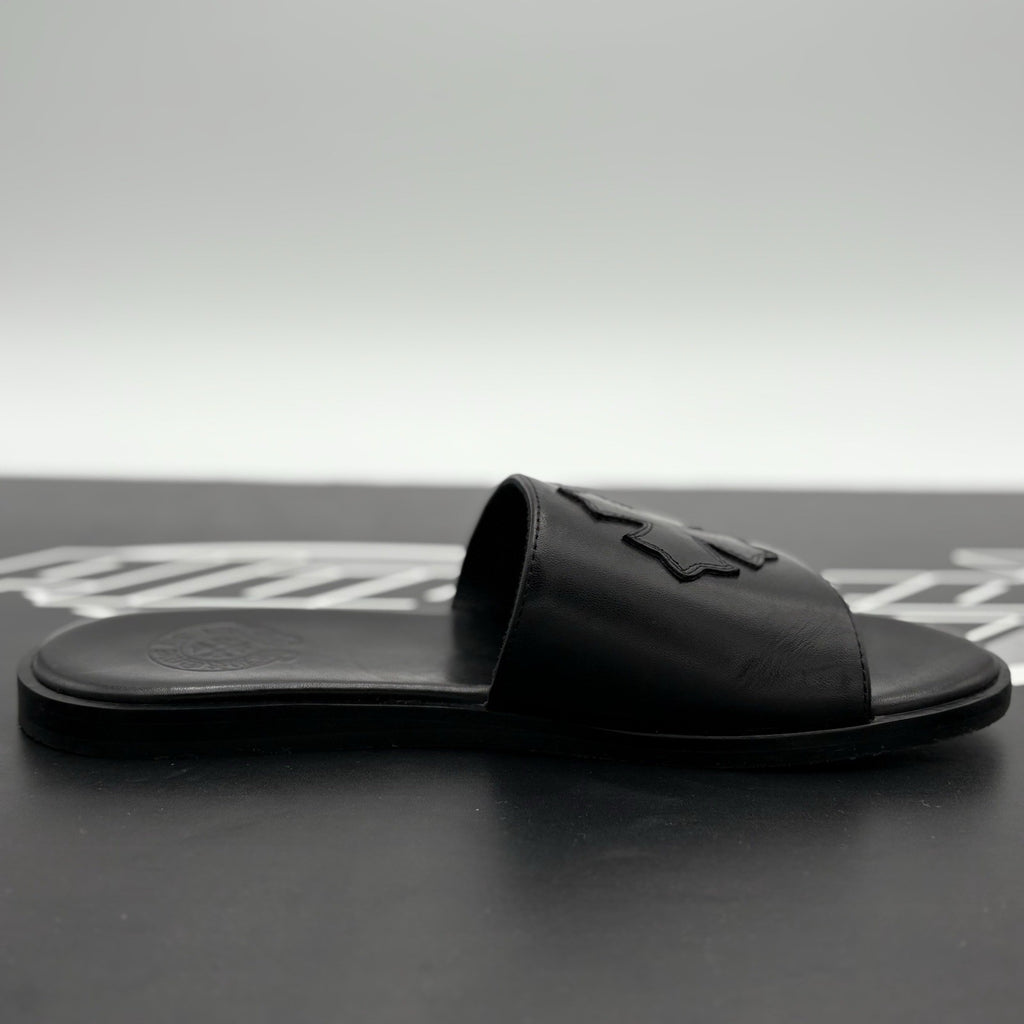 Size 41 (8 US) - Chrome Hearts Leather Slides ' Black ' | SUPER CLEAN!