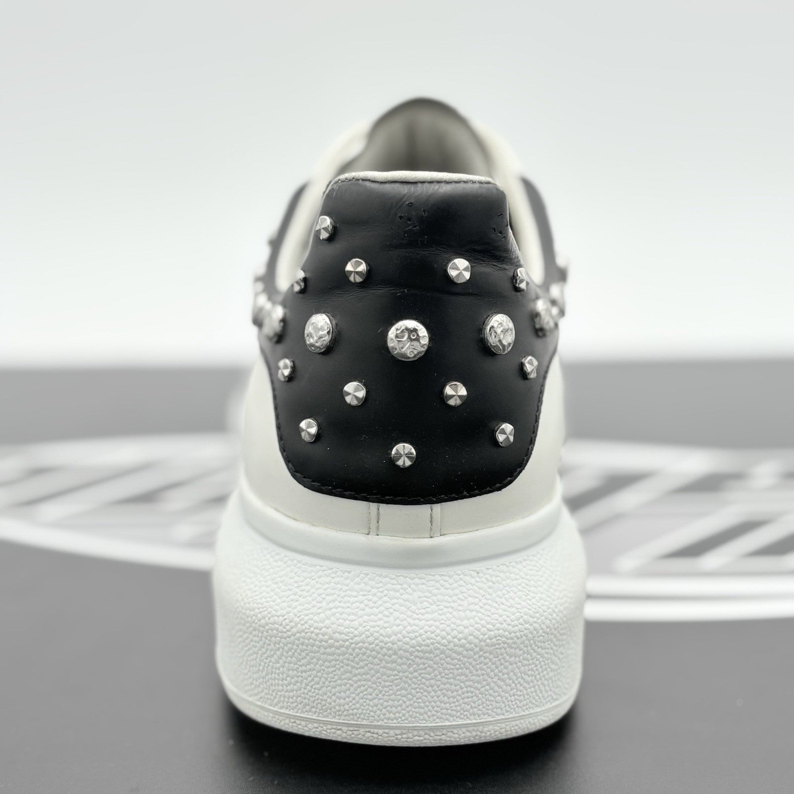 Size 45 (12 US) Alexander McQueen Studded Oversized ' White Black ' | GREAT COND