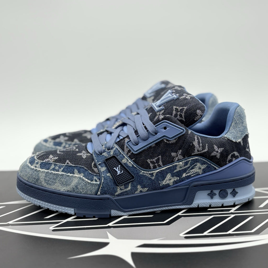 Size 8.5 LV (9.5-10 US) Louis Vuitton Trainer ' Monogram Blue Denim ' | CLEAN!