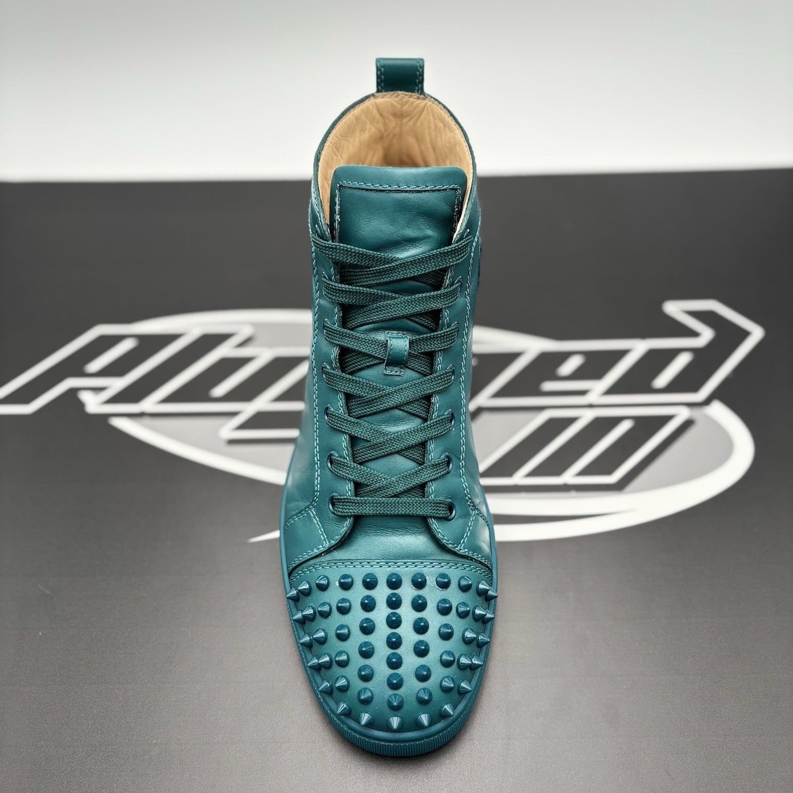Size 42 (9 US) - Christian Louboutin Flat Spikes ' Green ' | GREAT CONDITION!