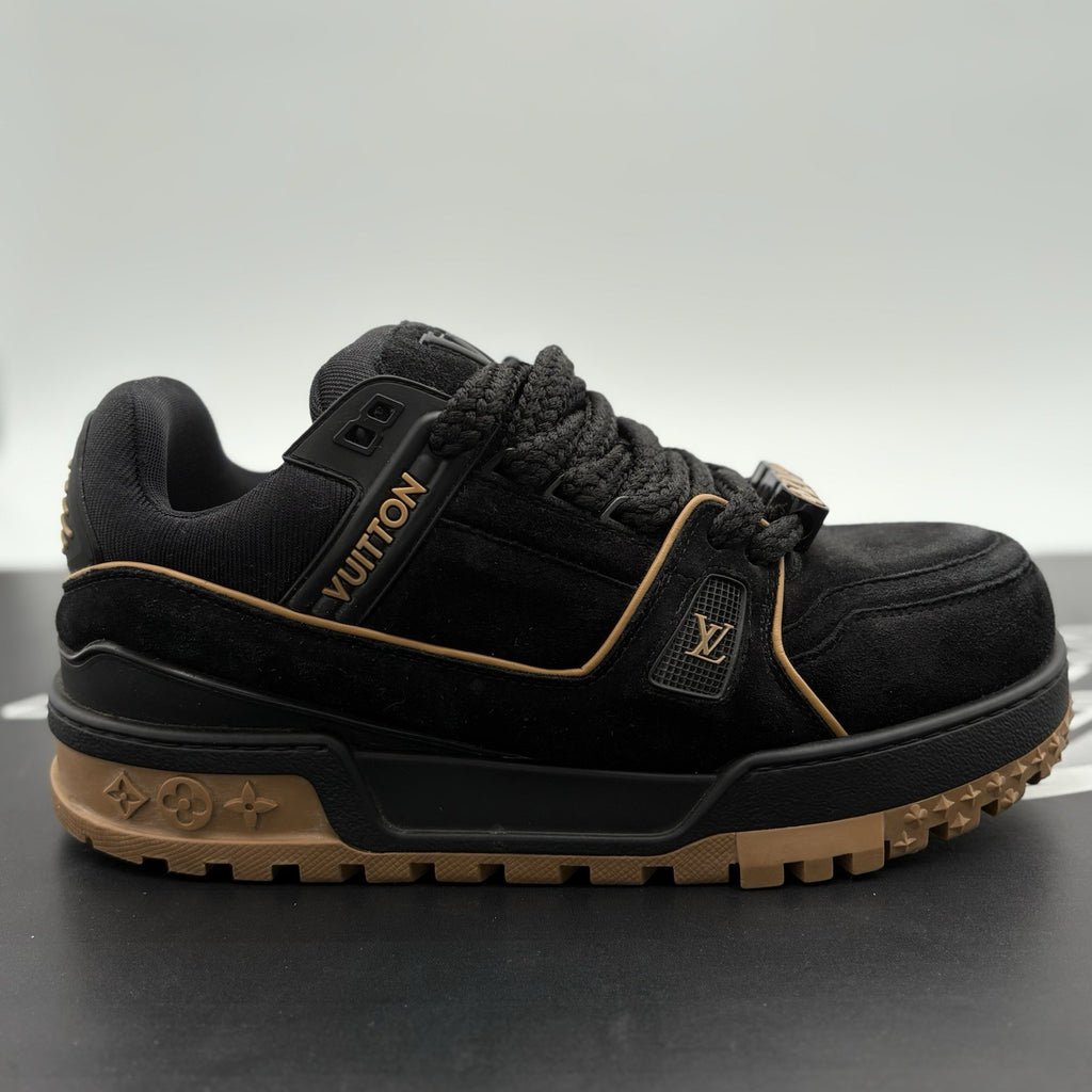 Size 8.5 LV (9.5-10 US) Louis Vuitton Suede Maxi ' Black Brown ' | GOOD COND!