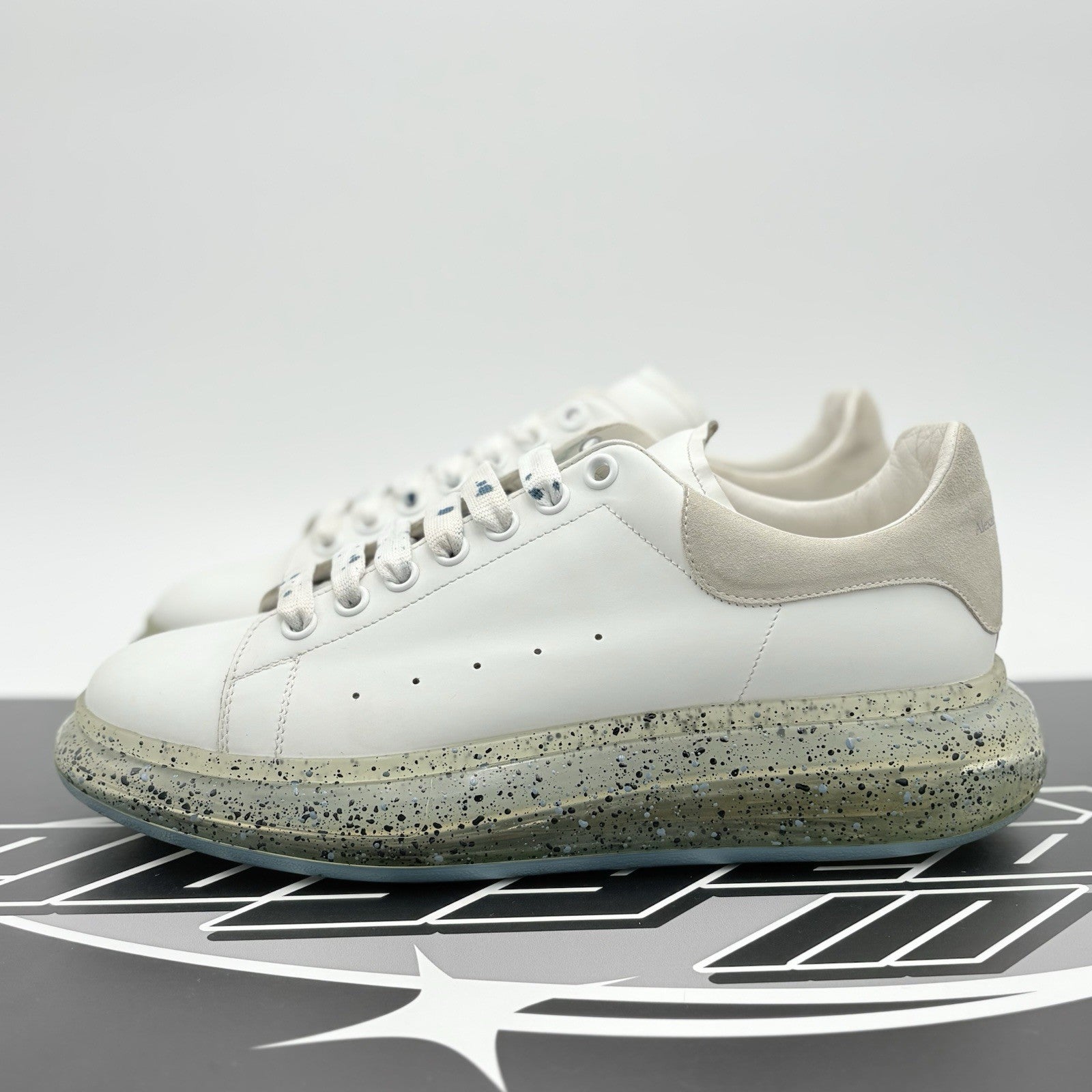 Size 44 (11 US) Alexander McQueen Clear Sole ' Splatter Blue ' | GREAT CONDITION