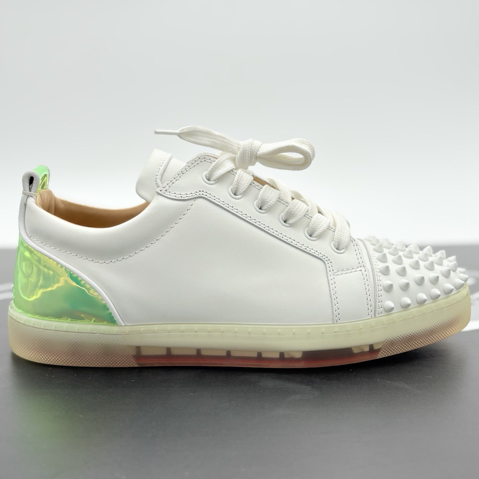 Size 42 (9 US) - Christian Louboutin Spikes ' White Iridescent ' | SUPER CLEAN!