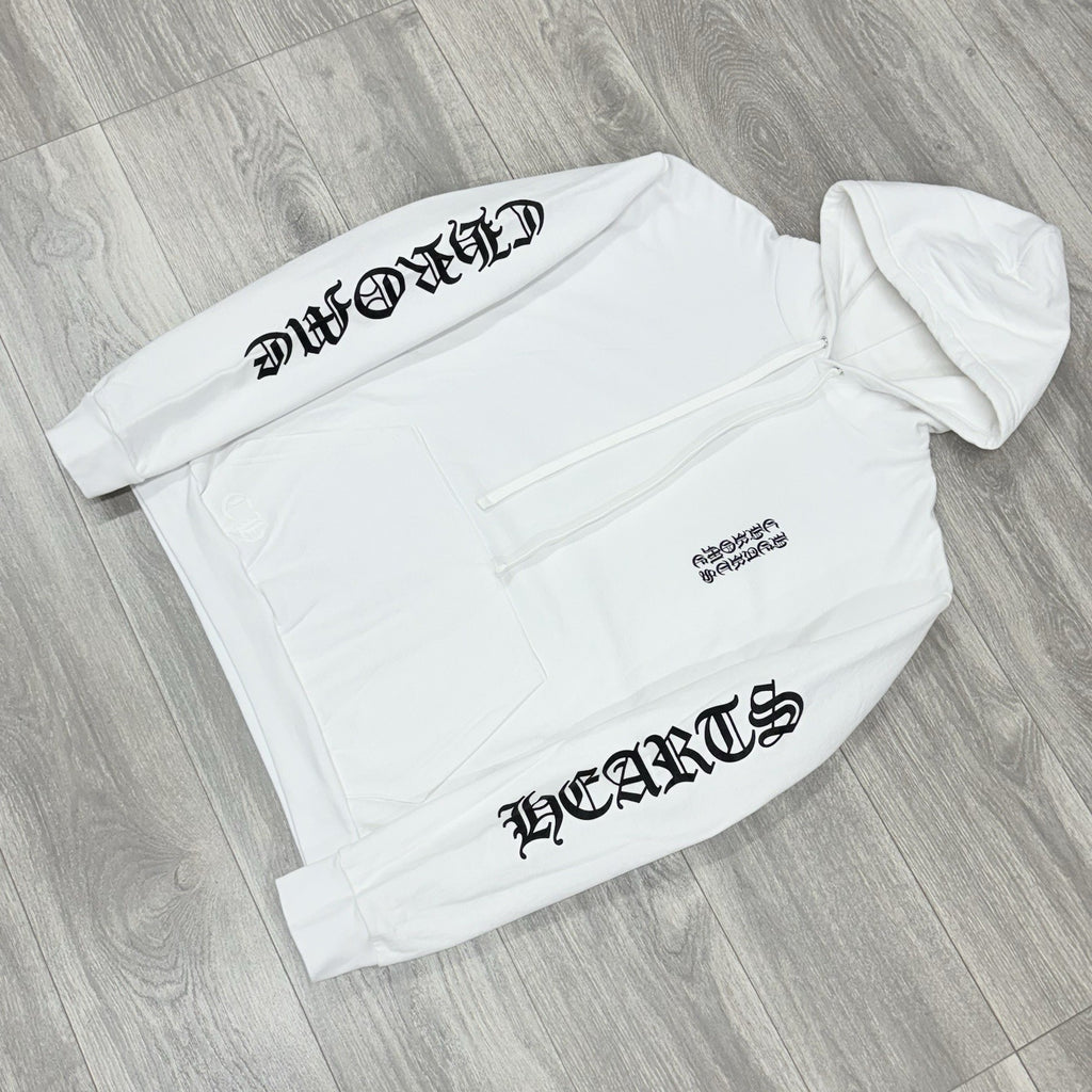 Size XL - Chrome Hearts Vertical Logo Fleece Hoodie ' White ' | NEW!