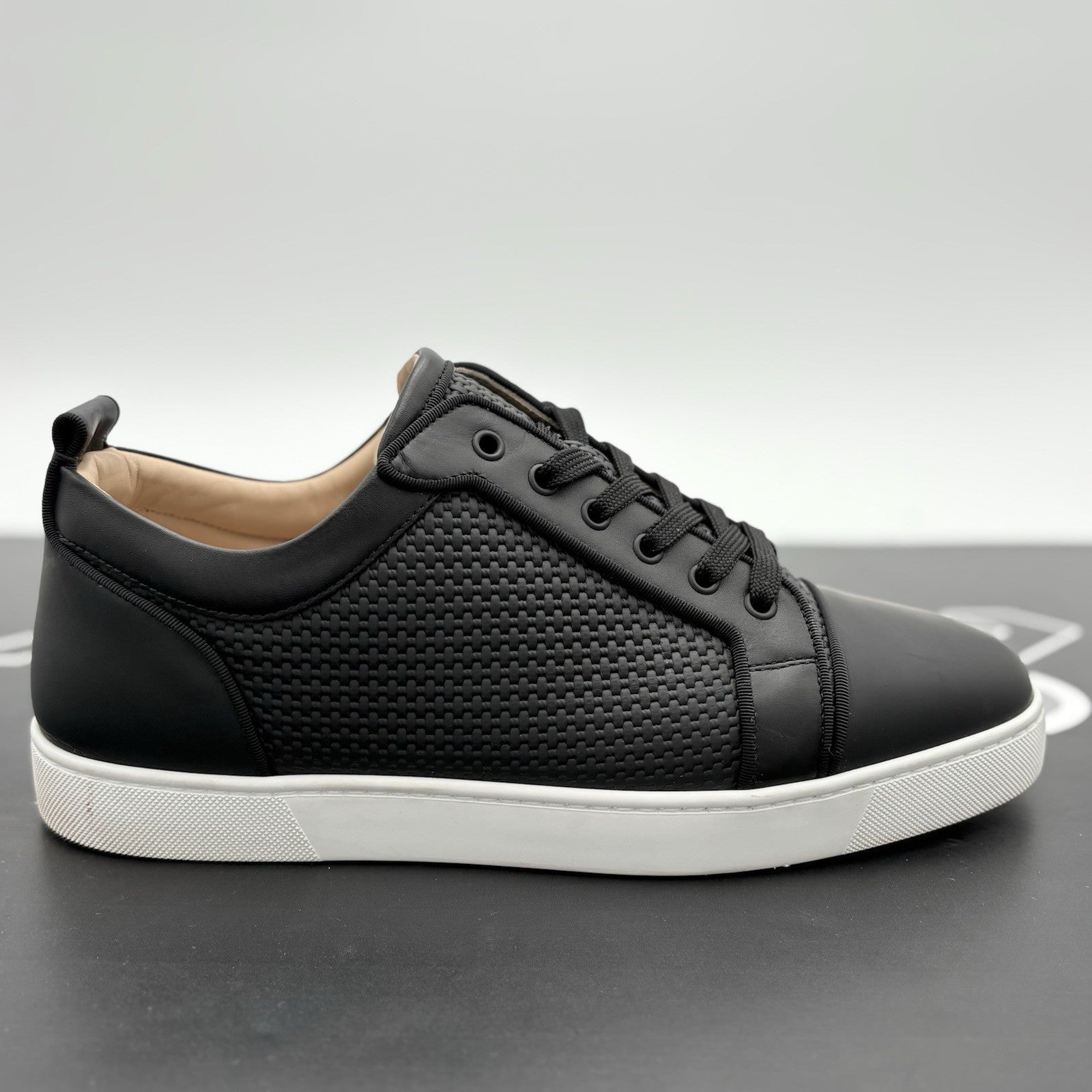 Size 45 (12 US) Christian Louboutin Low Leather Sneaker ' Black ' | SUPER CLEAN!