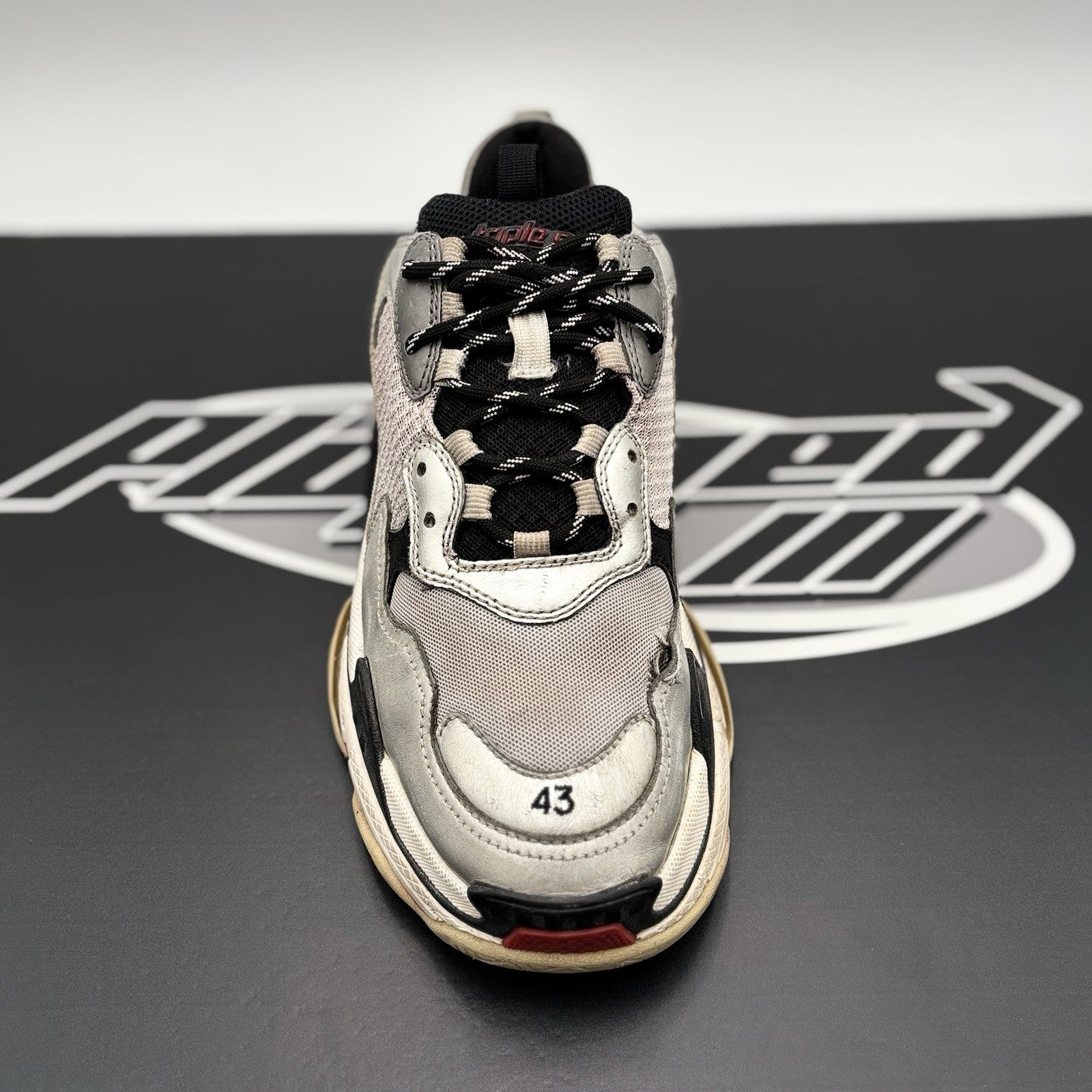 Size 43 (10 US) - Balenciaga Triple S ' Silver, Red, Black '