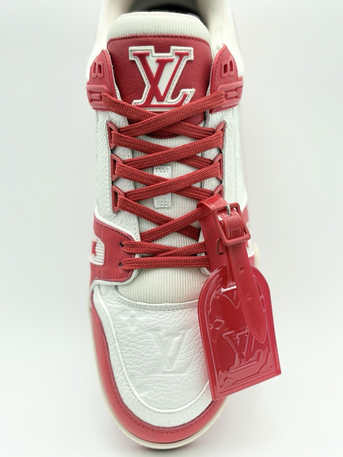 Size 9 LV (10-10.5 US) Louis Vuitton Trainer  ' Red White ' | EXCELLENT COND!