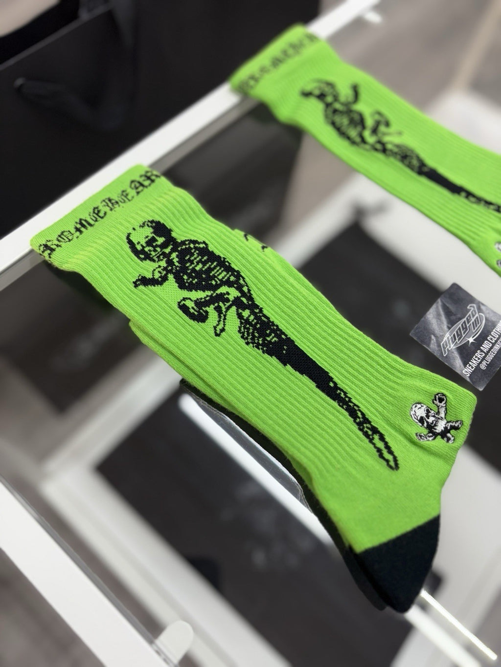Size Large (9-13 US) - Chrome Hearts Foti Socks ' Neon Green ' | NEW!