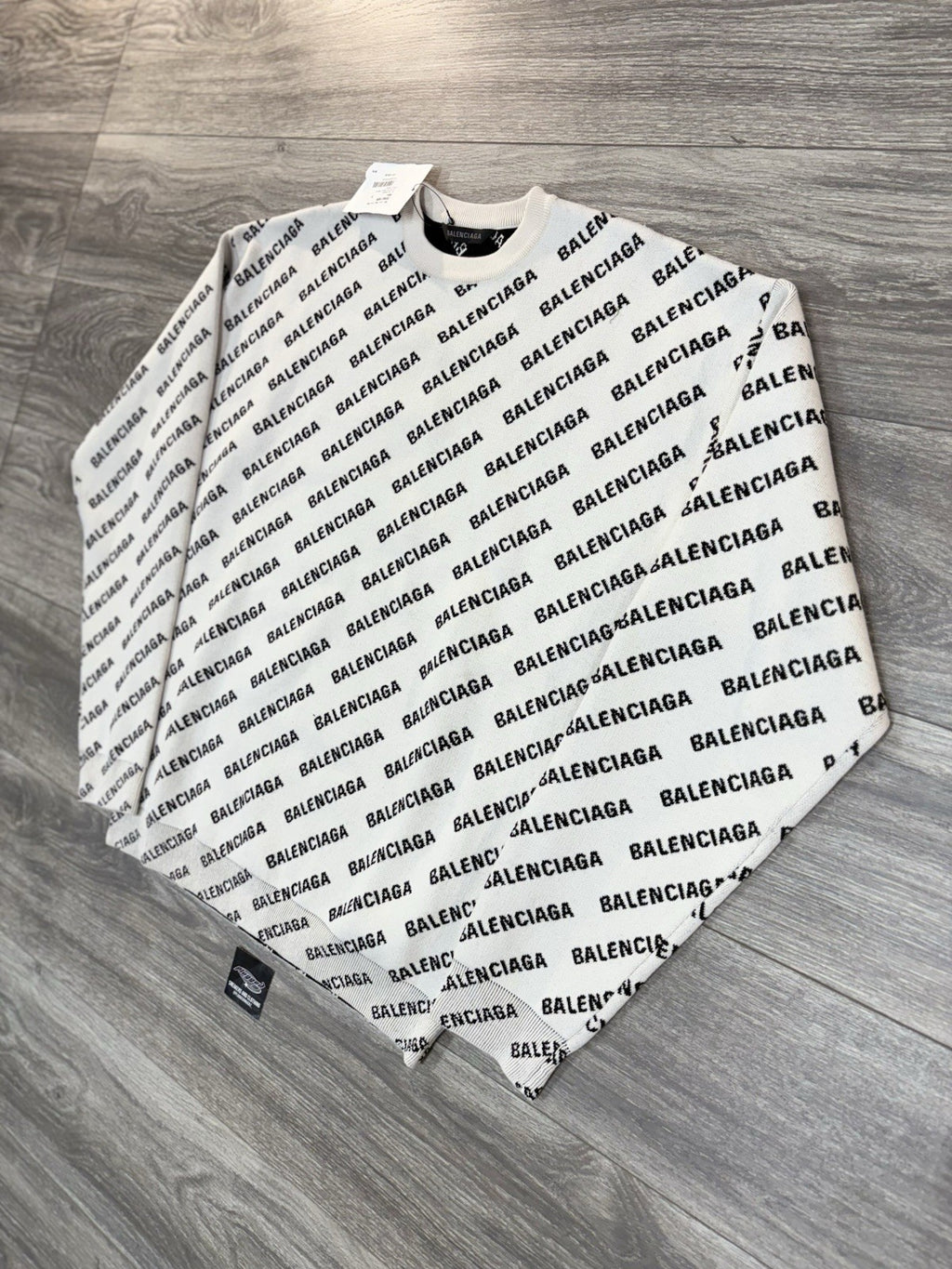 Size Small - Balenciaga All Over Logo Knit Crewneck ' White Black ' | BRAND NEW!