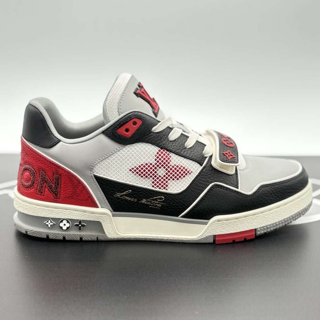 Size 9.5 LV (10.5-11 US) Louis Vuitton Trainer Strap ' Red Grey Black ' | CLEAN!