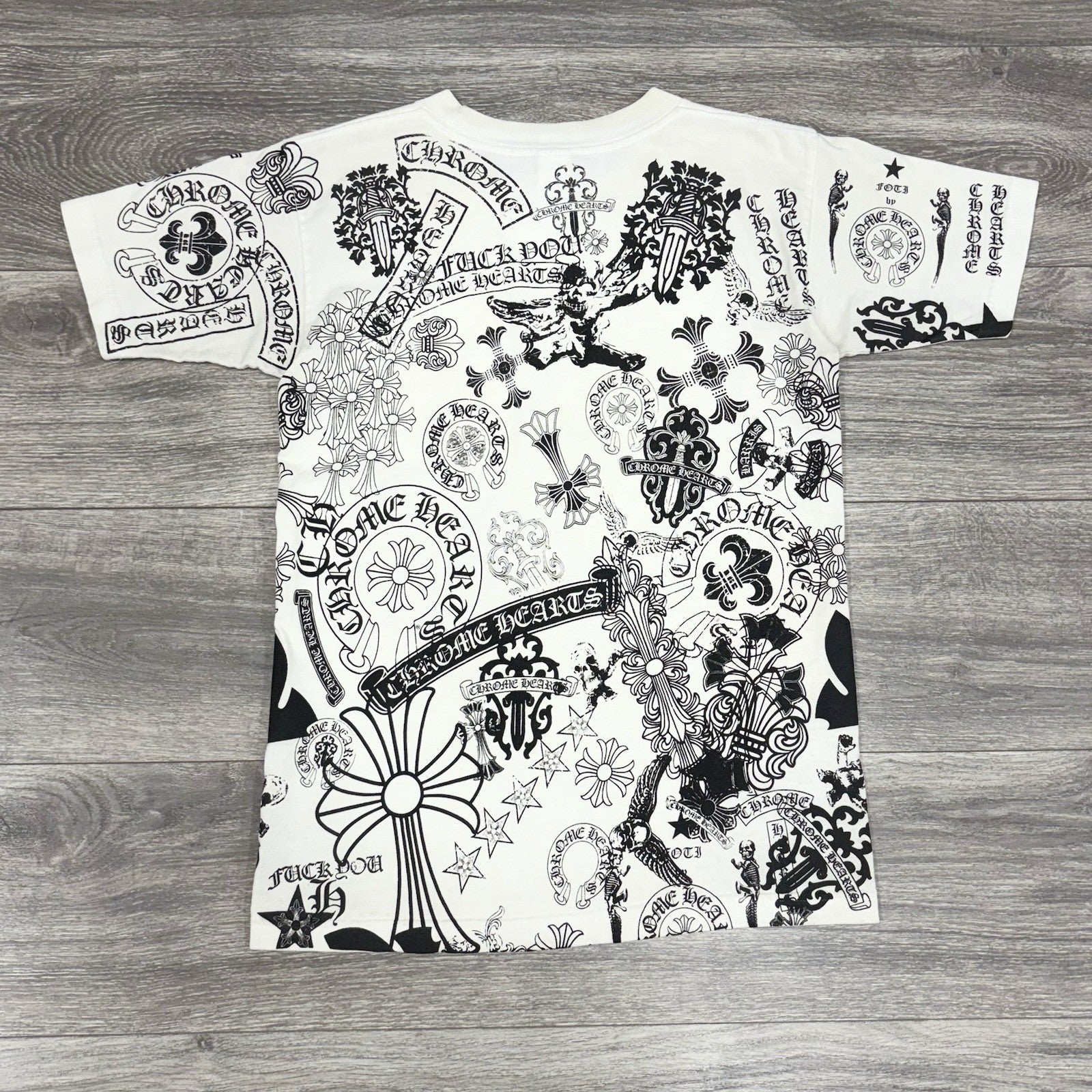 Size Small - Chrome Hearts All Over Logo Stencil T-Shirt ' White ' | RARE!