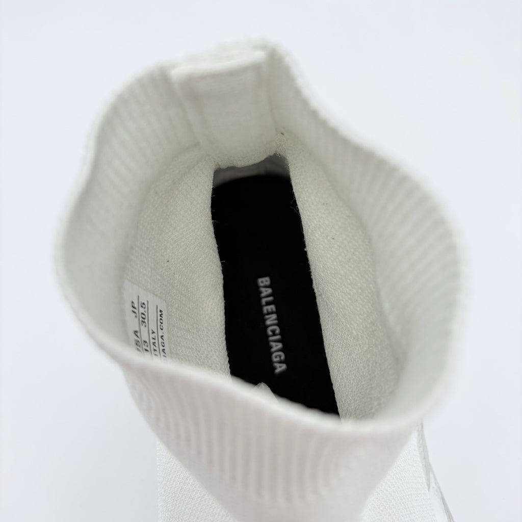 Size 46 (13 US) - Balenciaga Speed 2.0 Graffiti Recycled Knit ' White ' | NEW!