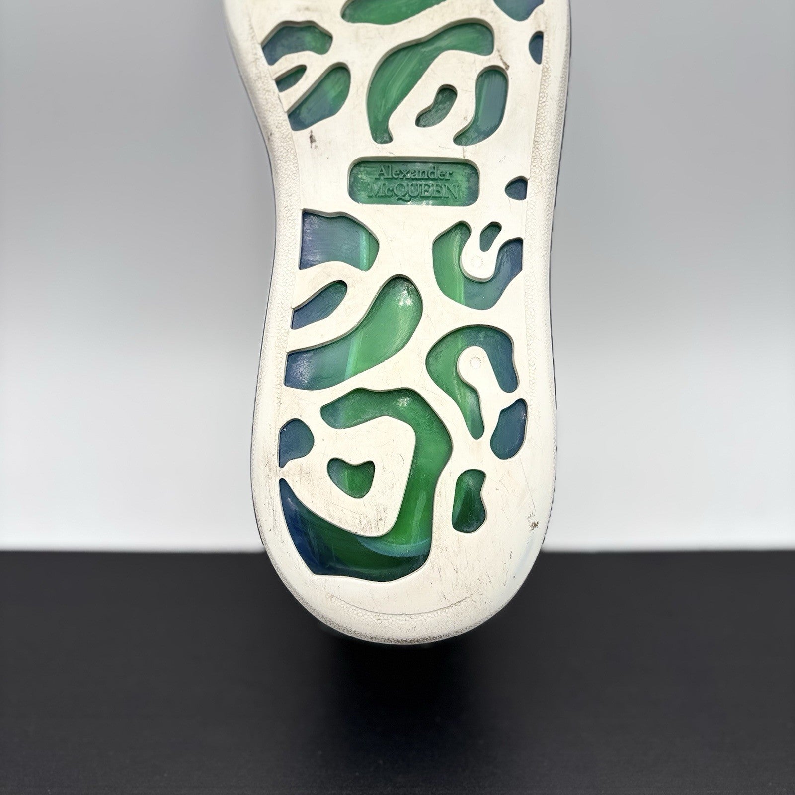 Size 45 (12 US) Alexander McQueen ' Transparent Sole White, Lime '