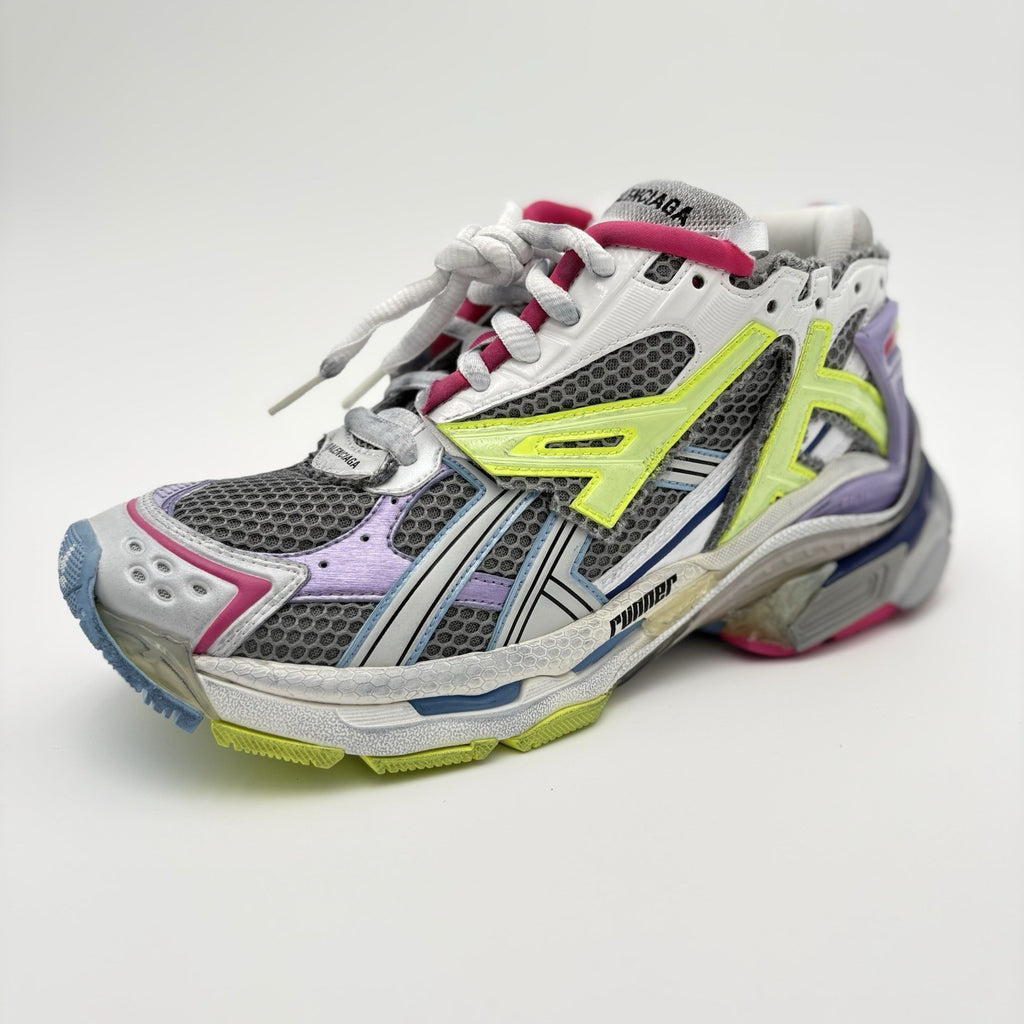Size 41 - Balenciaga Runner ' Grey Light Purple Neón Yellow White ' | NEW!