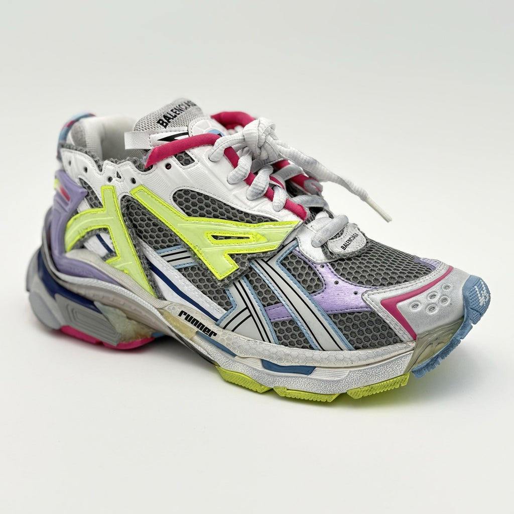 Size 41 - Balenciaga Runner ' Grey Light Purple Neón Yellow White ' | NEW!