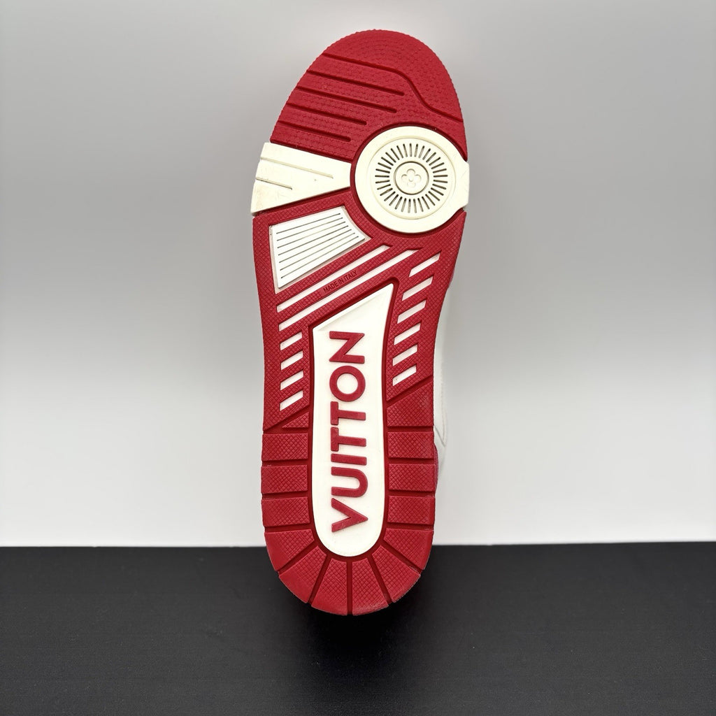Size 9 LV (10-10.5 US) Louis Vuitton Trainer Strap ' Red, White ' | SUPER CLEAN!