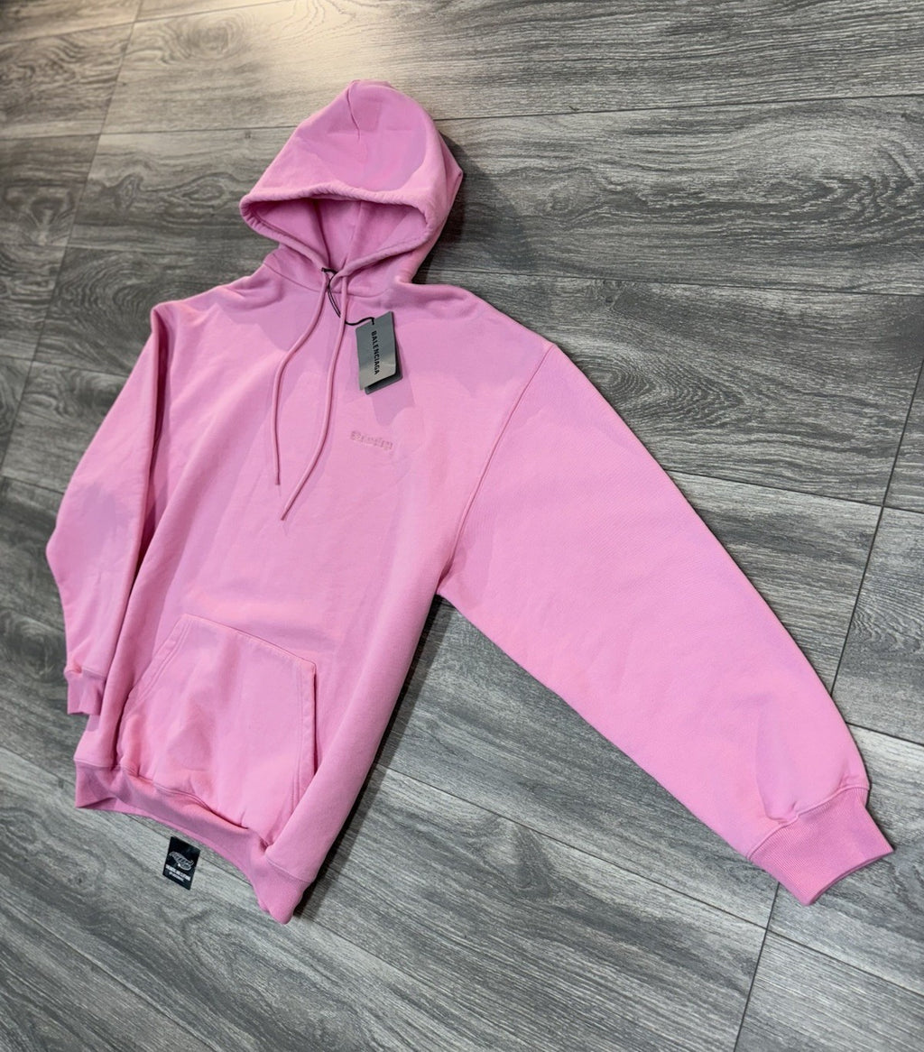 Size Small - Balenciaga Embroidered Logo Hoodie ' Pink '